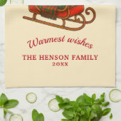Vintage Christmas Sleigh with Gifts  キッチンタオル (折り畳み)