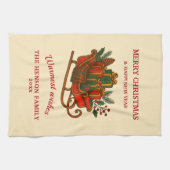 Vintage Christmas Sleigh with Gifts  キッチンタオル (横)