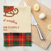 Vintage Christmas Sleigh with Gifts and Plaid  キッチンタオル (四つ折り)