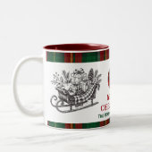 Vintage Christmas Sleigh with Gifts and Plaid  ツートーンマグカップ (左)