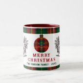 Vintage Christmas Sleigh with Gifts and Plaid  ツートーンマグカップ (中央)