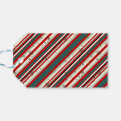 Vintage Christmas Snowflake Speckled Stripes ギフトタグ (裏面横)
