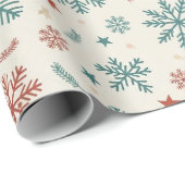 Vintage Christmas Snowflakes & Stars Pattern ラッピングペーパー (ロールコーナー)