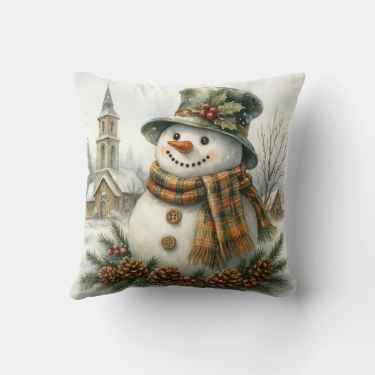 Vintage Christmas Snowman クッション (裏面)