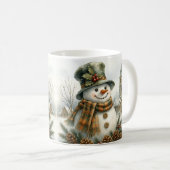 Vintage Christmas Snowman コーヒーマグカップ (正面右)