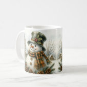 Vintage Christmas Snowman コーヒーマグカップ (正面左)