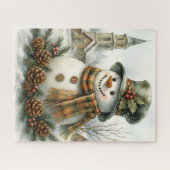 Vintage Christmas Snowman ジグソーパズル (横)