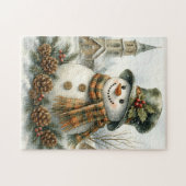 Vintage Christmas Snowman ジグソーパズル (横)