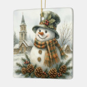 Vintage Christmas Snowman セラミックオーナメント (左)