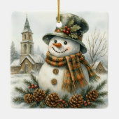 Vintage Christmas Snowman セラミックオーナメント (裏面)