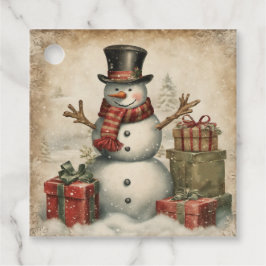 Vintage Christmas Snowman フェイバータグ