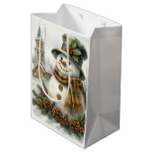 Vintage Christmas Snowman ミディアムペーパーバッグ (裏面アングル)
