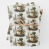 Vintage Christmas Snowman ラッピングペーパーシート (インサイチュ)