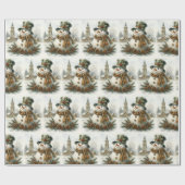 Vintage Christmas Snowman ラッピングペーパー (フラット)