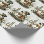 Vintage Christmas Snowman ラッピングペーパー (角)