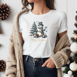 Vintage Christmas Snowman and Dog Tシャツ