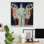 Vintage Christmas Snowman and Ladies ポスター (ホームオフィス)