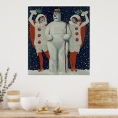 Vintage Christmas Snowman and Ladies ポスター (キッチン)