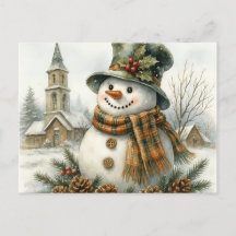 Vintage Christmas Snowman Cozy Winter Holiday