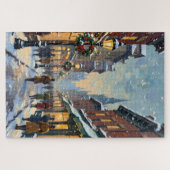Vintage Christmas Snowy City Street Scene ジグソーパズル (横)