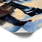 Vintage Christmas Snowy City Street Scene ポスター (コーナー)