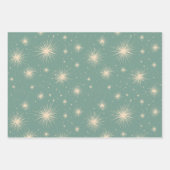 Vintage Christmas Starbursts Soft Blue ラッピングペーパーシート (正面)