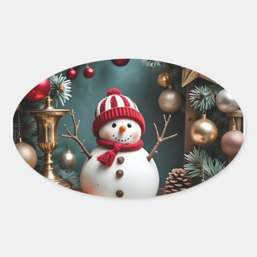 Vintage Christmas - Stickers 楕円形シール (正面)