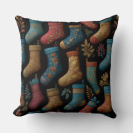 Vintage Christmas Stockings Throw Pillow クッション