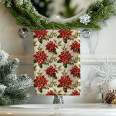 Vintage Christmas Tablecloth Poinsettia Pattern バスタオルセット