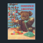 Vintage Christmas, Teddy on the telephone シーズンポストカード<br><div class="desc">Vintage Christmas,  Teddy on the telephone</div>