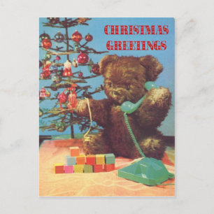 Vintage Christmas, Teddy on the telephone シーズンポストカード