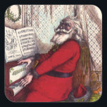 Vintage Christmas, Thomas Nast Santa Claus Piano スクエアシール<br><div class="desc">ヴィンテージイラストレーションサンタクロースのピアノビクトリアンを特集したクリスマス遊の休日デザイン。アーティスト：トーマス・ナスト。</div>