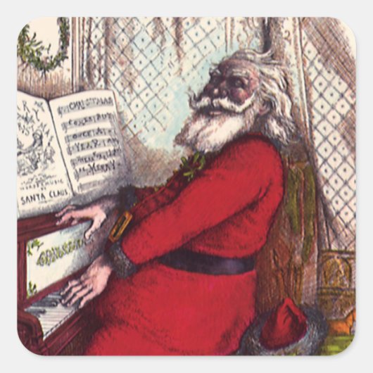 Vintage Christmas, Thomas Nast Santa Claus Piano スクエアシール (正面)