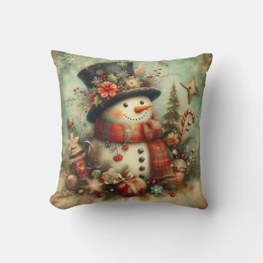 Vintage Christmas Throw Pillow クッション (正面)
