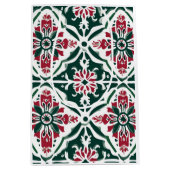 Vintage Christmas Tile - Red & Green ミディアムペーパーバッグ (正面)
