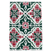 Vintage Christmas Tile - Red & Green ミディアムペーパーバッグ (裏面)