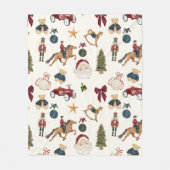 Vintage Christmas Toys Pattern Fleece Blanket フリースブランケット (正面)