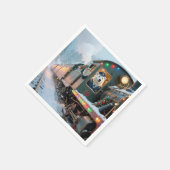 Vintage Christmas Train With Waving Polar Bear スタンダードカクテルナプキン (角)