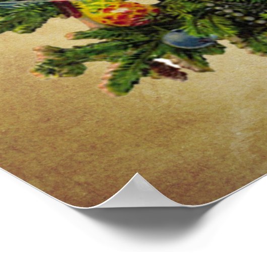 vintage christmas tree ポスター (角)