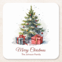 Vintage Christmas Tree Coaster スクエアペーパーコースター