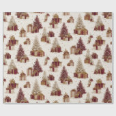 Vintage Christmas Tree & Gifts Wrapping Paper ラッピングペーパー (フラット)