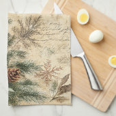 Vintage Christmas Tree & Ornament (3) キッチンタオル (四つ折り)