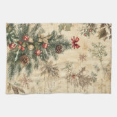 Vintage Christmas Tree & Ornament (3) キッチンタオル (横)