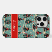 Vintage Christmas Tree Phone Case with Name iPhoneケース (裏面横)