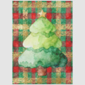 Vintage Christmas Tree Plaid Decoupage Paper TMF26 薄葉紙 (正面)