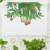 Vintage Christmas Tree with a Star White キッチンタオル (折り畳み)