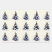 Vintage Christmas Tree Wrapping Paper ラッピングペーパーシート (正面)