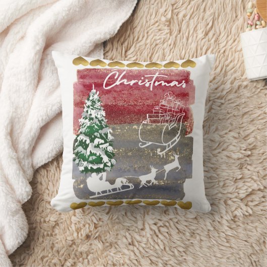 Vintage Christmas trees  クッション (ブランケット)