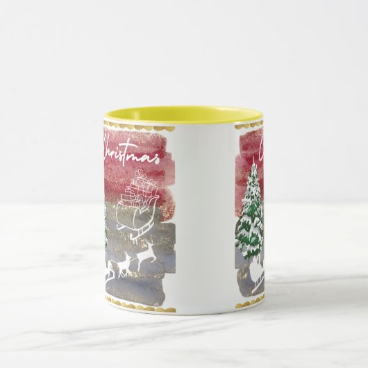 Vintage Christmas trees  マグカップ (中央)