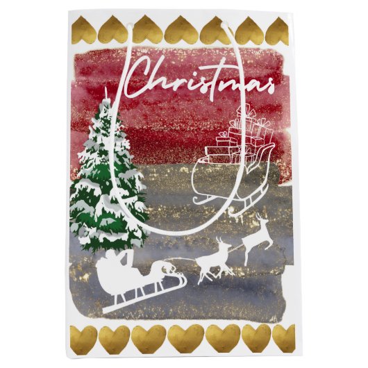 Vintage Christmas trees  ミディアムペーパーバッグ (正面)